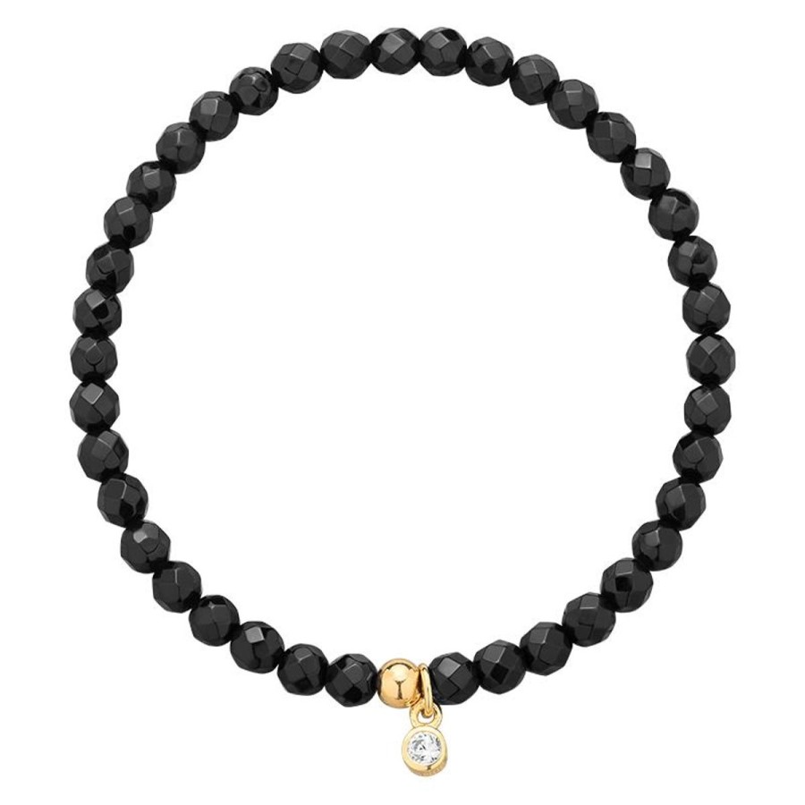 Bransoletki Selfie Jewellery | Bransoletka Full Moon Agat Black Gold -